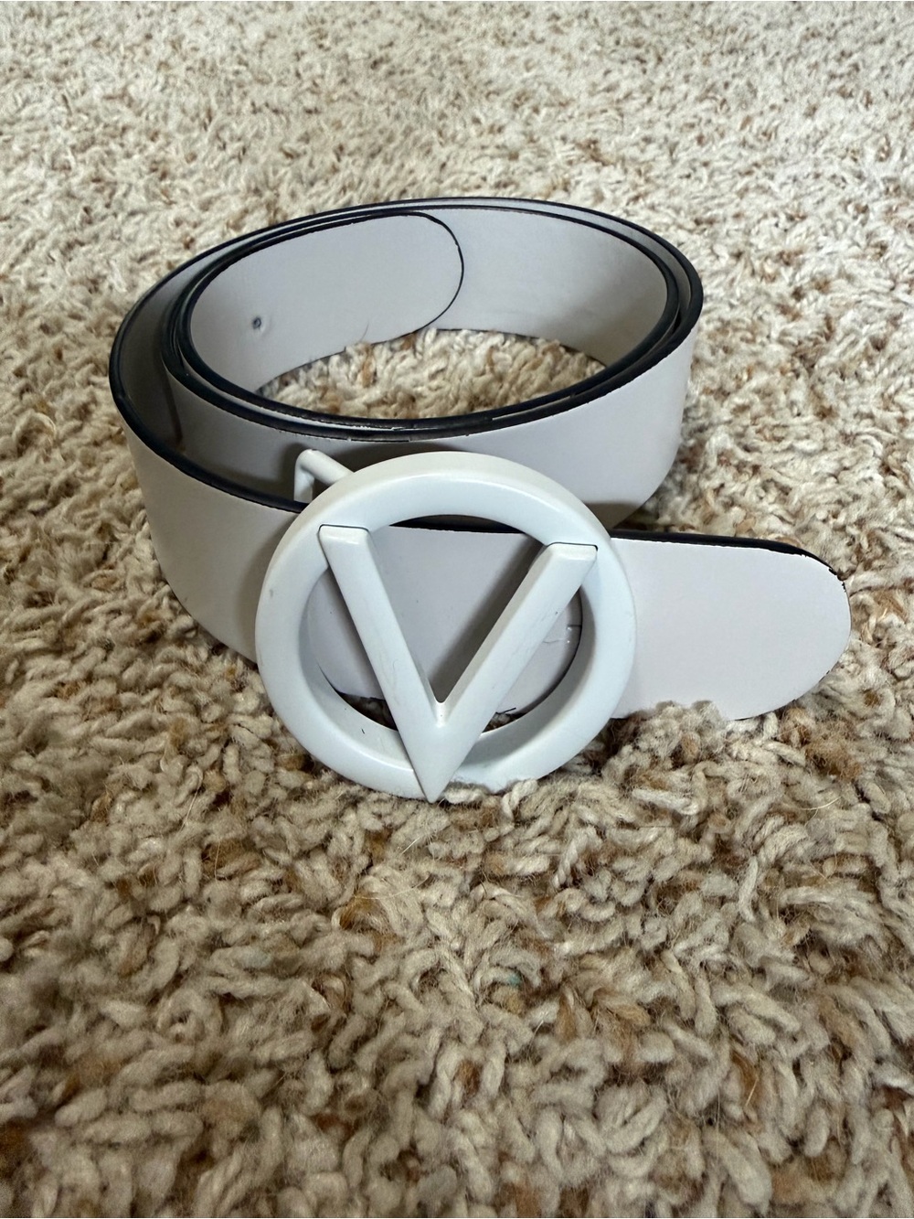 Authentic Valentino White V-Logo Women's Belt Small